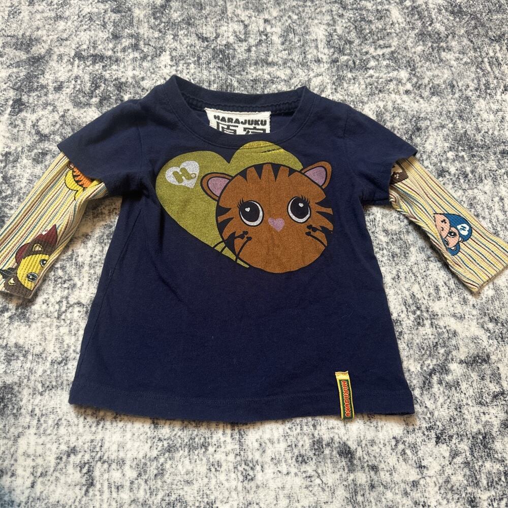 9/12 M Gwen‎ Stefani Harajuku Lovers Top No Doubt Long Sleeve Shirt Tiger Blue